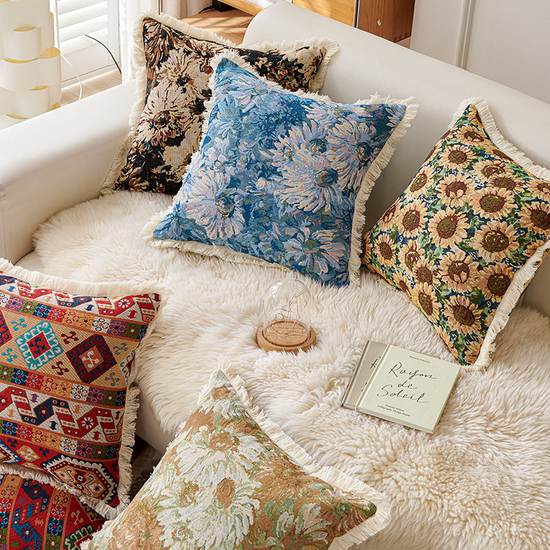 European Style Jacquard Chenille Throw Pillow Cover 45×45cm Decorative Cushion