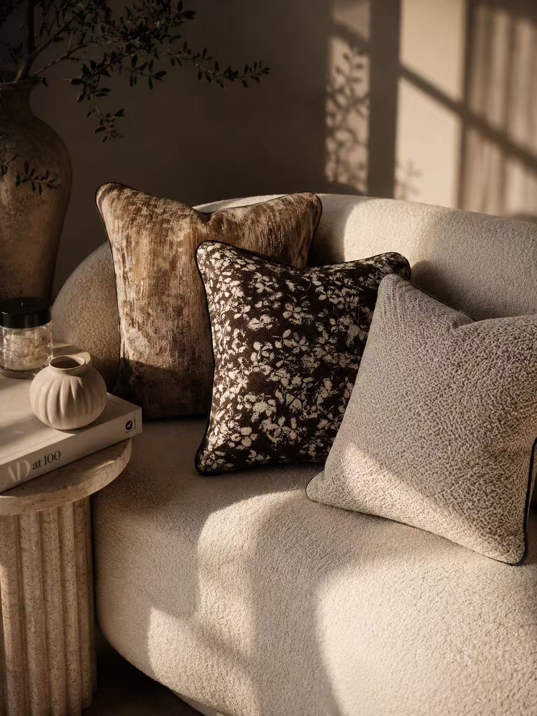 Luxury Chenille Throw Pillow Cover — Decorative Square Cushion Case