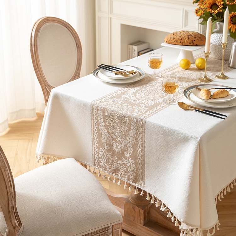 Nordic Ins Style Cotton Linen Tablecloth — Thickened Christmas Holiday Dining Table Cover Farmhouse Decor 137×180cm