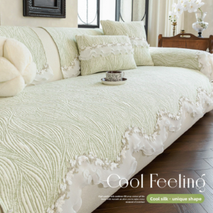 Light Luxury High-end Summer Sofa Cushion 2026 New Non-slip Striped Butterfly Pattern Ice Silk Sectional Sofa Cover