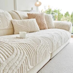 Geometric Jacquard Sofa Cover – 3-Piece Set, Thick Chenille, Non-Slip, Machine Washable