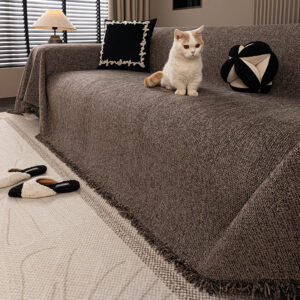 2026 Linen Style Solid Chenille Sofa Throw, Skin-Friendly Anti-Scratch Non-Slip Sofa Cover All Season