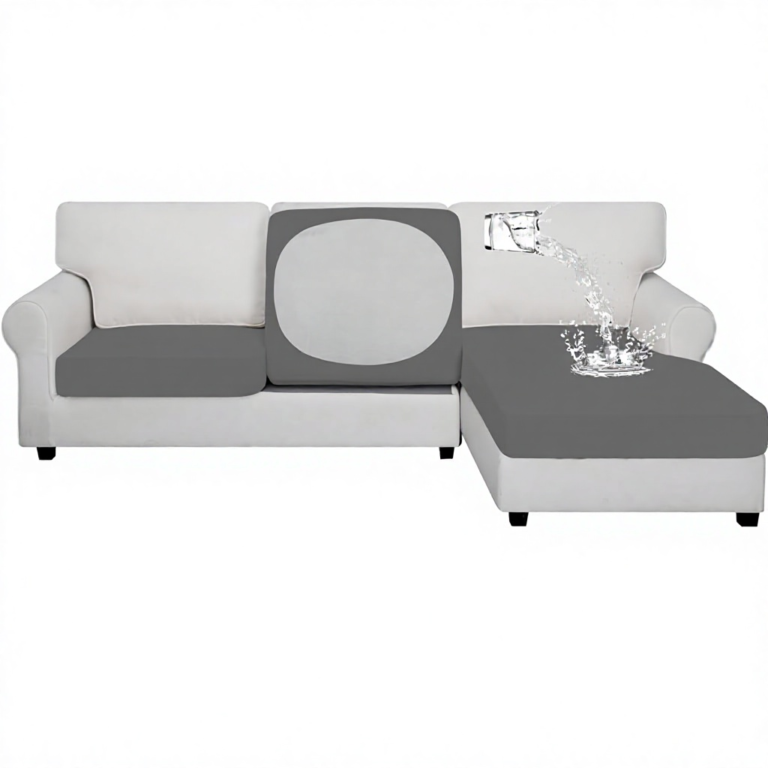 Water-Resistant Anti-Slip Machine Washable Sectional L Shape Couch Cushion Covers 80%Polyester+20%Spandex Gray