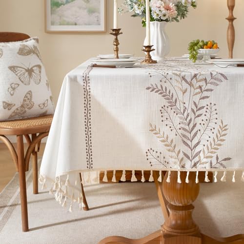 Front dining-table view of coffee fern embroidery