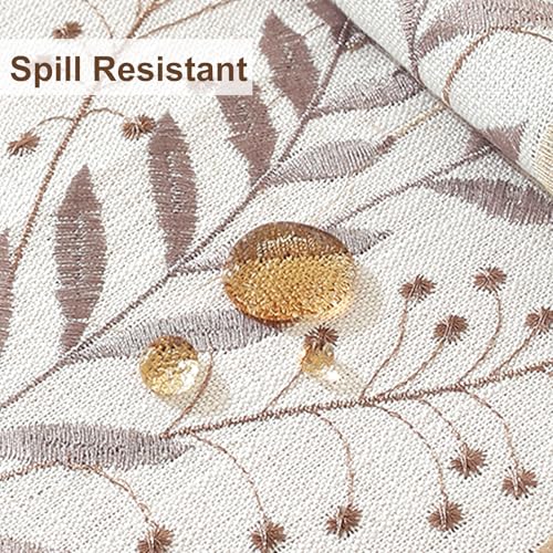 Close-up showing splash-resistant embroidered fabric