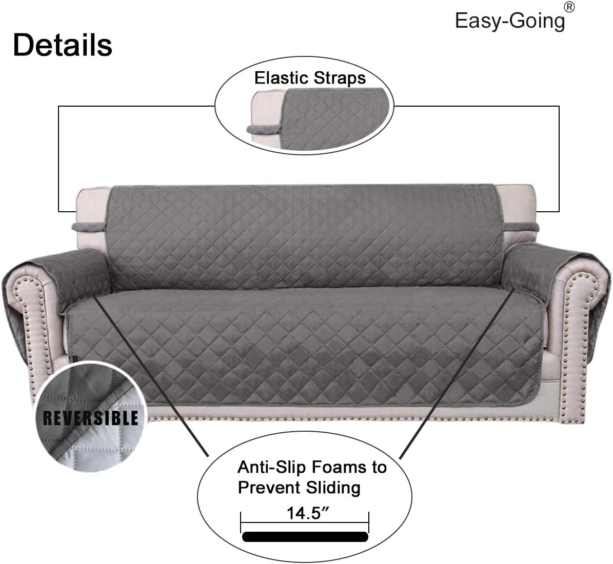 Quilted sofa cover fit and protection detail