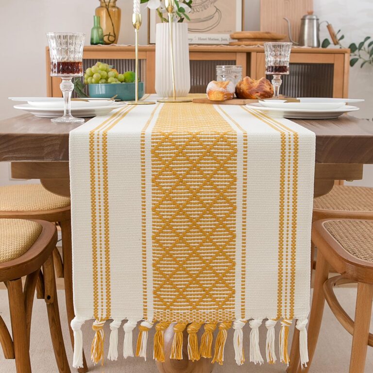 Wholesale Yellow & White Boho Woven Table Runner